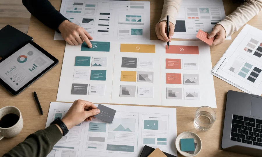 Audit firemního webu s wireframy, analytikou a prioritami pro opravu nebo redesign