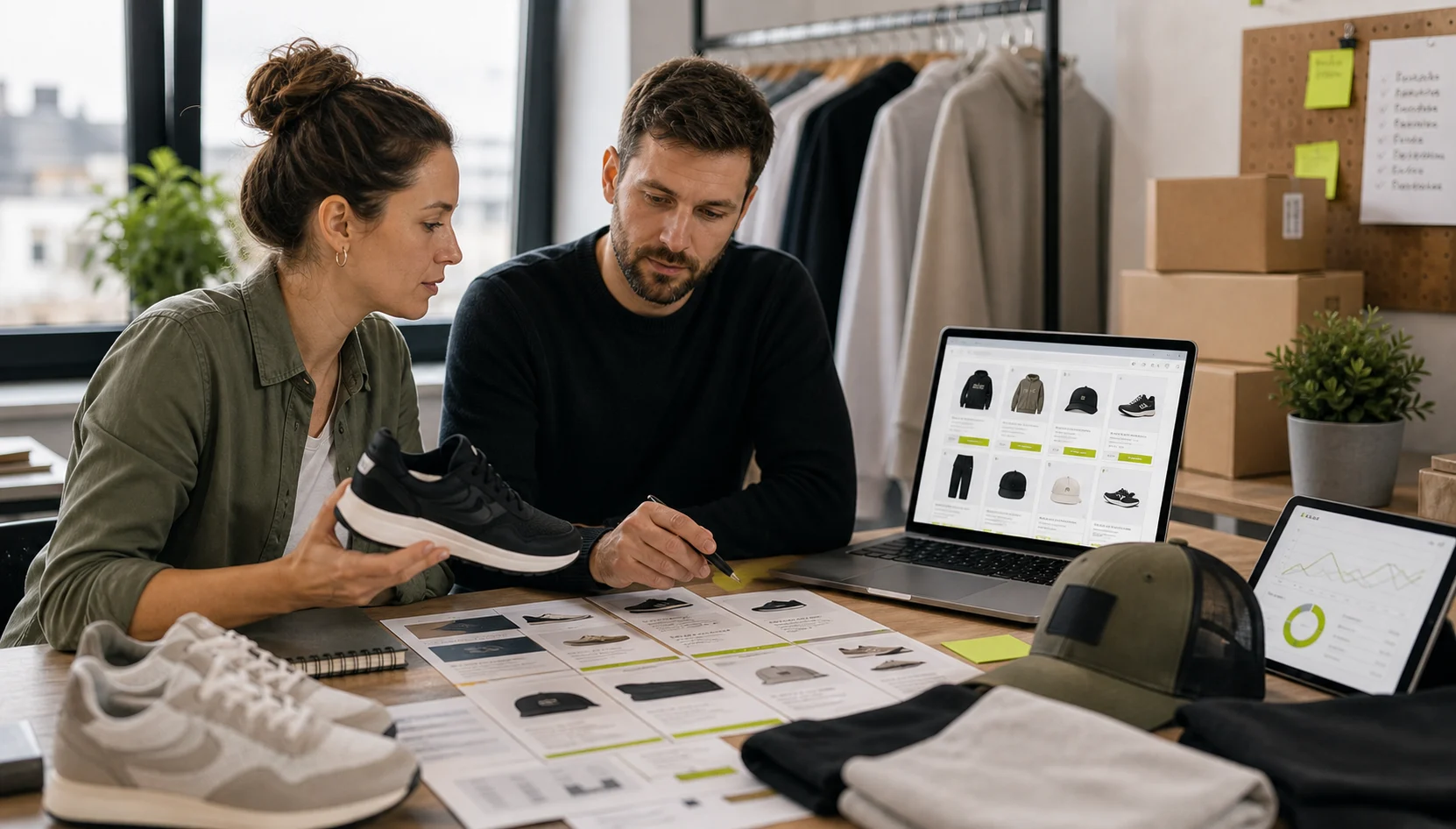 Ilustrativní realistický vizuál k článku Tvorba e-shopu: produktové SEO, kategorie a konverze v jednom řešení